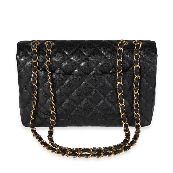 Chanel Black Quilted Caviar Jumbo Classic Single Flap Handbag - Picture 3 of 8